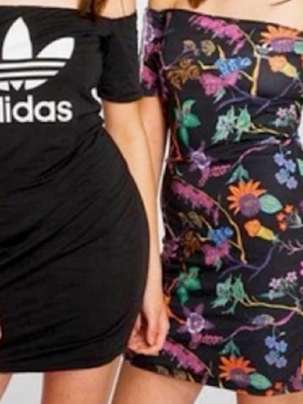 Adidas Poisonous Garden Reversible Off-Shoulder Logo Mini Dress